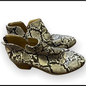 Snake print booties size 10